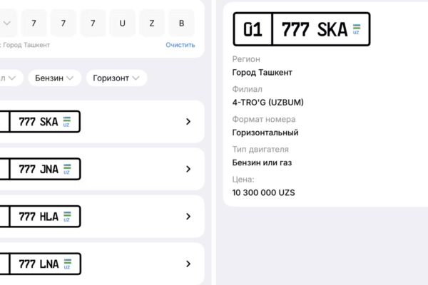 O‘zbekistonda “chiroyli” avto raqamlarni sotib olishning yangi tartibi joriy etildi